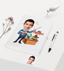 Kişiye Özel Bay Öğretmen Temalı Karikatürlü Beyaz Defter Kalem Hediye Seti - 3
