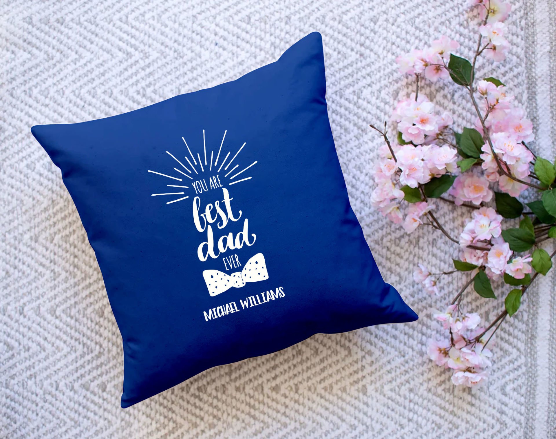 BK Gift Kişiye Özel İsimli Babalar Günü Tasarımlı Lacivert Kırlent Yastık-4 Babaya Hediye, Ev Dekorasyonu, Babalar Günü Hediyesi
