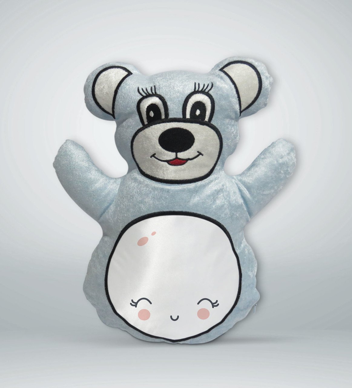 BK Gift Sevimli Ay Tasarımlı Mavi Ayıcık Yastık-1
