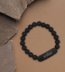BK Gift Kişiye Özel İsimli Siyah Bileklik