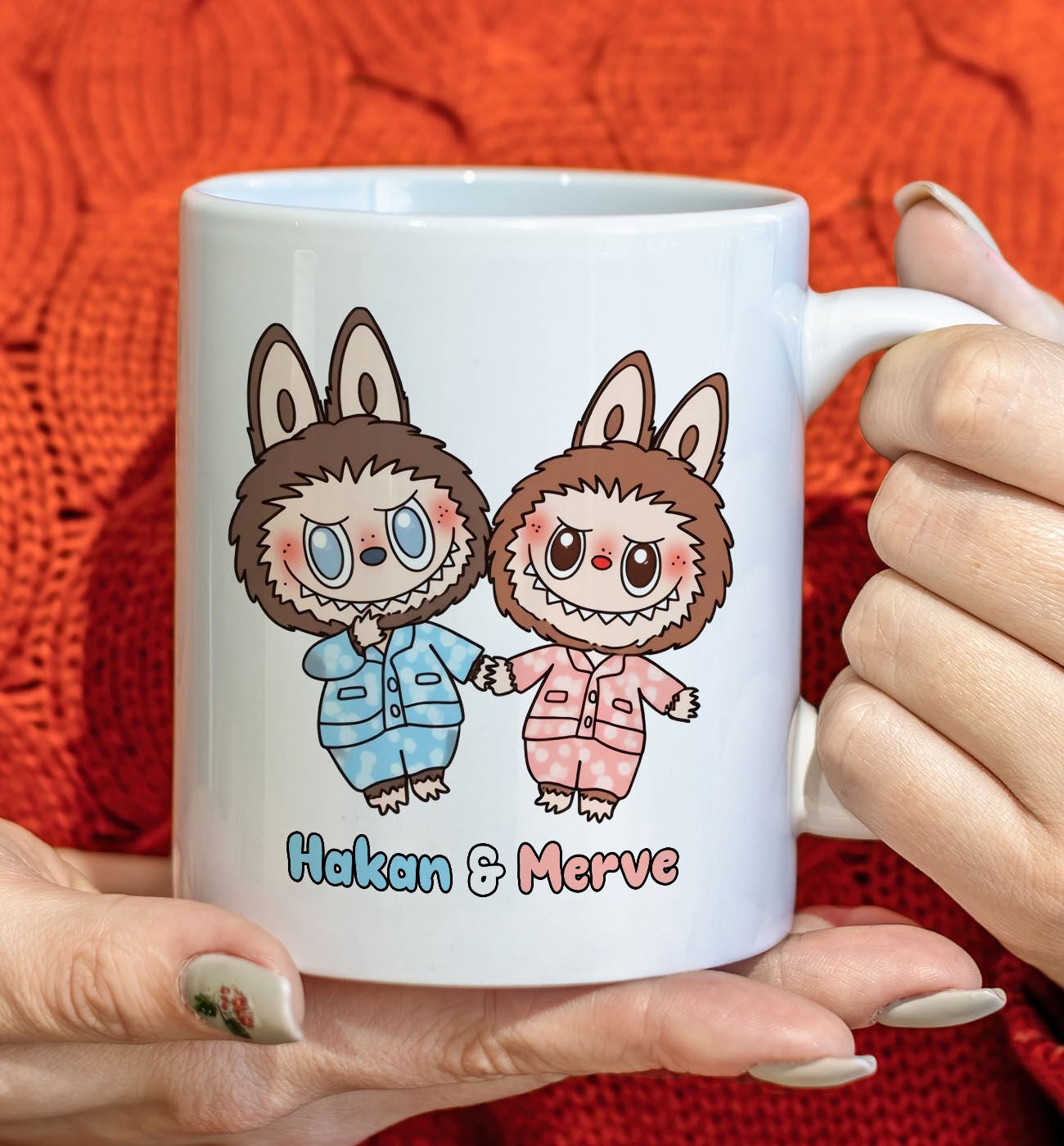 BK Gift Kişiye Özel Sevgili Sevimli Canavar Tasarımlı Beyaz Kupa Bardak-3, Arkadaşa Hediye, Sevgiliye Hediye, Doğum Günü Hediyesi