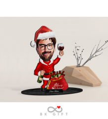 BK Gift Kişiye Özel Yeni Yıl Erkek Karikatürlü Ahşap Biblo-3