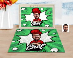 Kişiye Özel Erkek Chef Karikatürlü 1000 Parça Profesyonel Puzzle-10