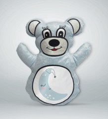 BK Gift Sevimli Ay Tasarımlı Mavi Ayıcık Yastık-2