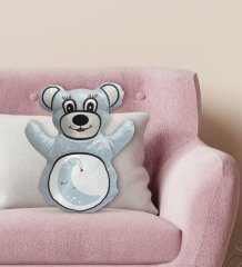 BK Gift Sevimli Ay Tasarımlı Mavi Ayıcık Yastık-2