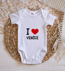 BK Kids I Love Venice Tasarımlı Bebek Body Zıbın - Model 1