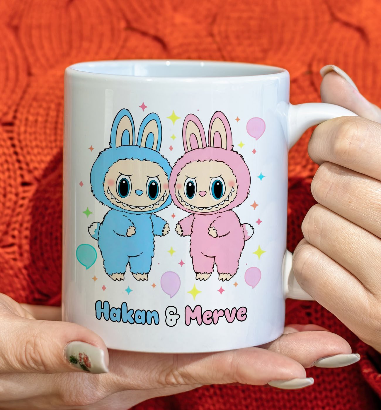 BK Gift Kişiye Özel Sevgili Sevimli Canavar Tasarımlı Beyaz Kupa Bardak-4, Arkadaşa Hediye, Sevgiliye Hediye, Doğum Günü Hediyesi