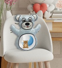 BK Gift Sevimli Ayıcık Tasarımlı Mavi Ayıcık Yastık-1