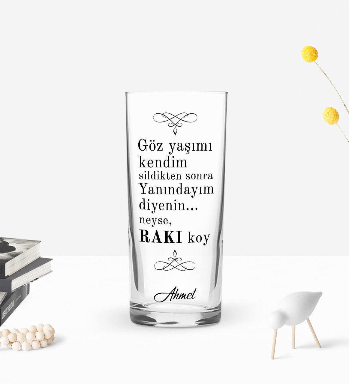 Kişiye Özel Renkli Baskılı Rakı Koy Tasarımlı Rakı Bardağı-1