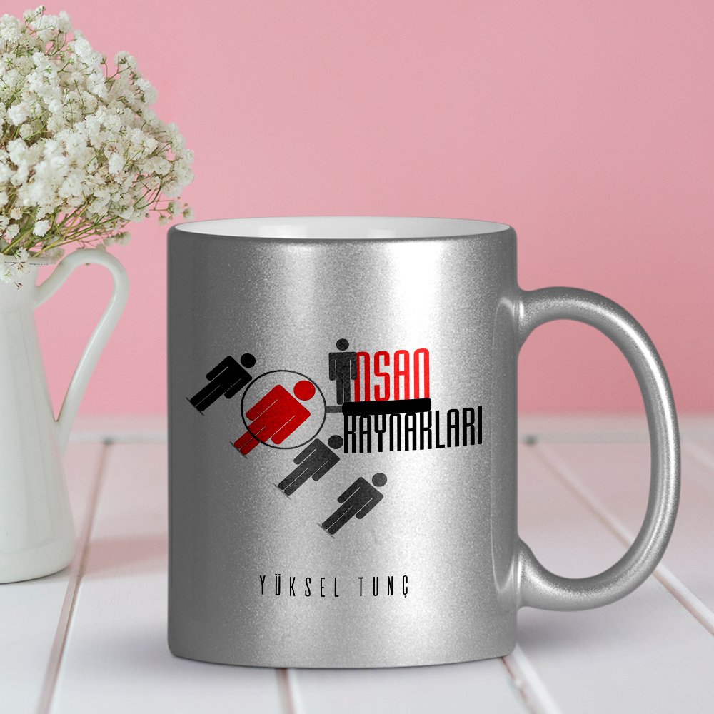 Kişiye Özel Mesleki İnsan Kaynakları Gümüş Yaldızlı Kupa Bardak