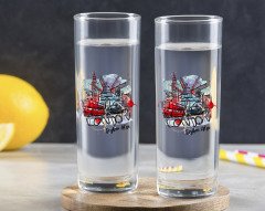 Kişiye Özel Renkli Baskılı London Tasarımlı İkili Vodka Bardağı-1