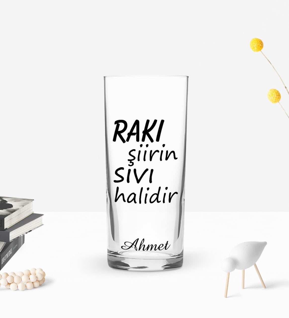 Kişiye Özel Renkli Baskılı Rakı Şiirin Sıvı Halidir Tasarımlı Rakı Bardağı-1