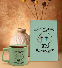 BK Gift Yeşil Sert Kapaklı Defter ve Middle Kupa Seti, Arkadaşa Hediye, Yeni İş Hediyesi, Doğum Günü Hediyesi-7