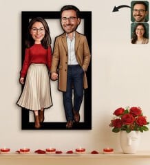 BK Gift Kişiye Özel Sevgili Karikatürlü 3D Ahşap Tablo -24, Fotoğraftan Karikatür, Sevgililer Günü Hediyesi, Ev Hediyesi