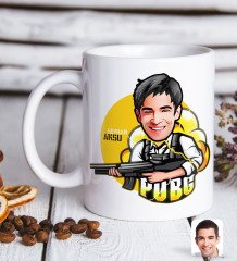 Kişiye Özel Erkek PUBG Karikatürlü Beyaz Kupa Bardak-7