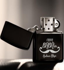 BK Gift Kişiye Özel İsimli Baba Temalı Viski Kadehi&Viski Taşı&Çakmak&Sigara Kutusu Hediye Seti-2, Babaya Hediye, Babalar Günü Hediyeleri