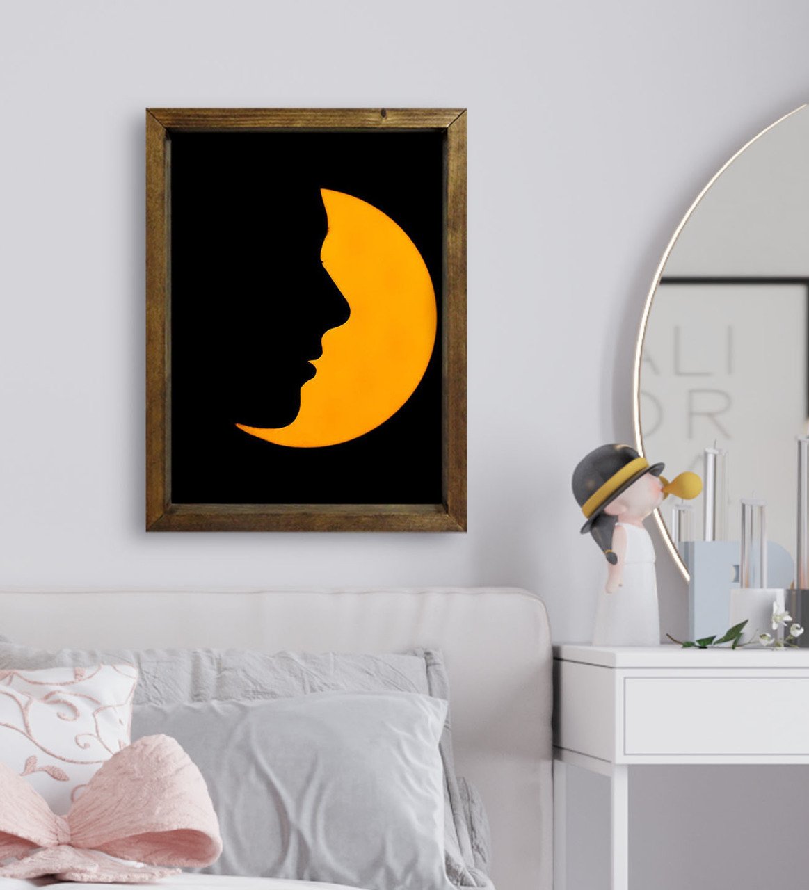 BK Gift Yatak Odası Konseptli Doğal Masif Ahşap Çerçeveli Tablo-73