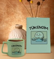 BK Gift Yeşil Sert Kapaklı Defter ve Middle Kupa Seti, Arkadaşa Hediye, Yeni İş Hediyesi, Doğum Günü Hediyesi-8