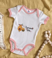 BK Kids Teyzesinin Balı Tasarımlı Pembe Bebek Body Zıbın-1
