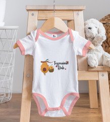 BK Kids Teyzesinin Balı Tasarımlı Pembe Bebek Body Zıbın-1