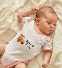 BK Kids Teyzesinin Balı Tasarımlı Pembe Bebek Body Zıbın-1