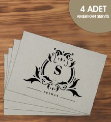 BK Gift Kişiye Özel İsimli 4’li Keten Amerikan Servis Seti-6, Ev Hediyesi,Baskılı Servis Bezi, Mutfak Dekoru