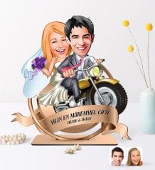 Kişiye Özel Yılın En Mükemmel Çifti Karikatürlü 3D Ahşap Biblo Plaket-73