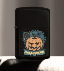 BK Gift Halloween Tasarımlı Renkli Baskılı Siyah Benzinli Metal Çakmak-2