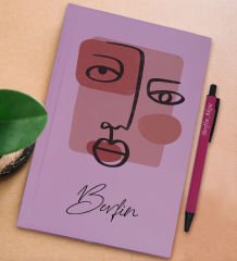 BK Gift Kişiye Özel İsimli Lila Sert Kapaklı Defter ve Tükenmez Kalem Seti, Arkadaşa Hediye, Yeni İş Hediyesi, Doğum Günü Hediyesi