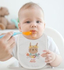 BK Kids Hello Tasarımlı Bebek Body Zıbın ve Mama Önlüğü Hediye Seti - Model 1