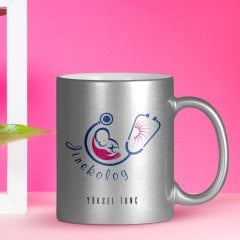 Kişiye Özel Mesleki Jinekolog Gümüş Yaldızlı Kupa Bardak - 2