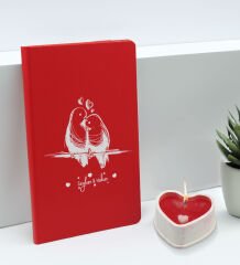 BK Gift Sevgililere Özel İsimli Kırmızı Defter ve Kalp Taş Obje Kokulu Mum Hediye Seti-1, Sevgiliye Hediye, Sevgililer Günü
