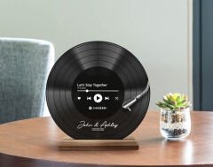 Kişiye Özel Spotify Barkodlu Ahşap Standlı Plak Arkadaşa Hediye-2