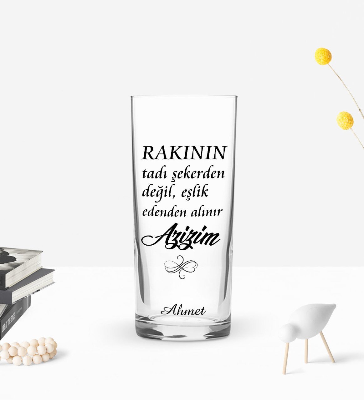 Kişiye Özel Renkli Baskılı Rakının Tadı Tasarımlı Rakı Bardağı-1
