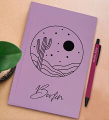 BK Gift Kişiye Özel İsimli Lila Sert Kapaklı Defter ve Tükenmez Kalem Seti, Arkadaşa Hediye, Yeni İş Hediyesi, Doğum Günü Hediyesi-2