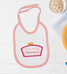 BK Kids Trakyanın Prensesi Tasarımlı Pembe Bebek Body Zıbın ve Mama Önlüğü Hediye Seti-1