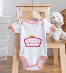 BK Kids Trakyanın Prensesi Tasarımlı Pembe Bebek Body Zıbın ve Mama Önlüğü Hediye Seti-1