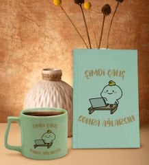 BK Gift Yeşil Sert Kapaklı Defter ve Middle Kupa Seti, Arkadaşa Hediye, Yeni İş Hediyesi, Doğum Günü Hediyesi-10