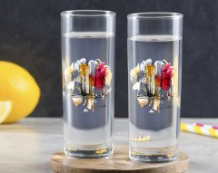 Kişiye Özel Renkli Baskılı Newyork Tasarımlı İkili Vodka Bardağı-1