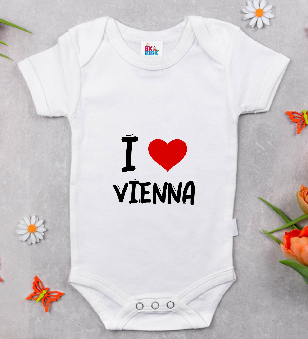 BK Kids I Love Vienna Tasarımlı Bebek Body Zıbın - Model 1