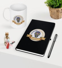 Kişiye Özel Komiser Yardımcısı Temalı Siyah Defter Kalem Kupa Seti - 1