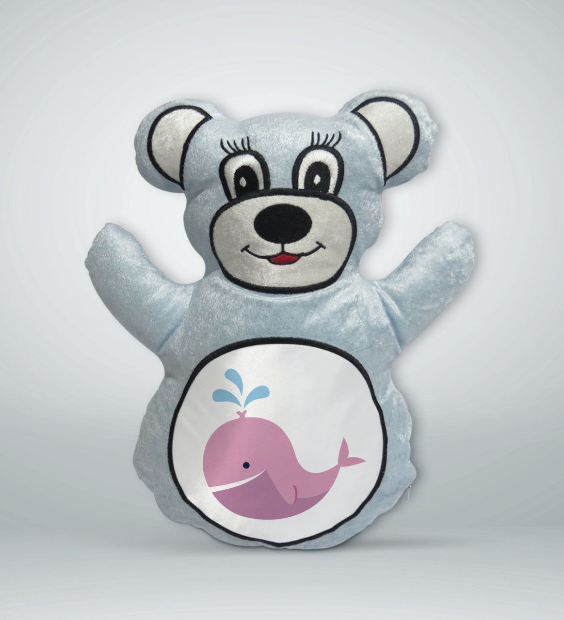 BK Gift Sevimli Balina Tasarımlı Mavi Ayıcık Yastık-1