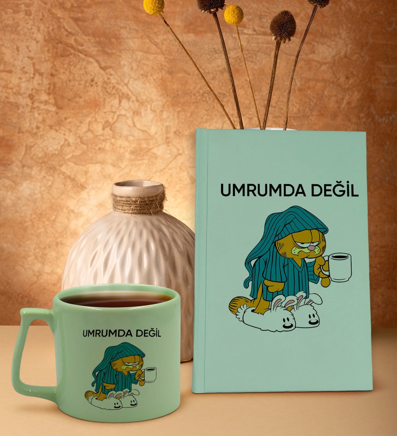 BK Gift Yeşil Sert Kapaklı Defter ve Middle Kupa Seti, Arkadaşa Hediye, Yeni İş Hediyesi, Doğum Günü Hediyesi-12