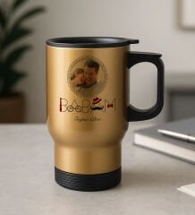 BK Gift Kişiye Özel Fotoğraflı Babalar Günü Tasarımlı Kulplu Çelik Bardak Termos Mug 450ml-1, Babalar Günü Hediye, Babaya Hediye