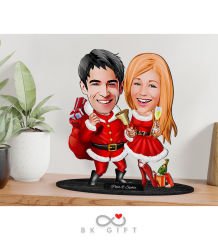 BK Gift Kişiye Özel Yeni Yıl Sevgililer Karikatürlü Ahşap Biblo-6