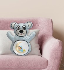BK Gift Sevimli Çocuk Tasarımlı Mavi Ayıcık Yastık-1