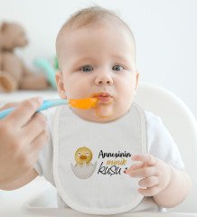 BK Kids Annesinin Minik Kuşu Tasarımlı Bebek Body Zıbın ve Mama Önlüğü Hediye Seti - Model 1