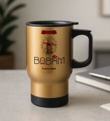 BK Gift Kişiye Özel Fotoğraflı Babalar Günü Tasarımlı Kulplu Çelik Bardak Termos Mug 450ml-2, Babalar Günü Hediye, Babaya Hediye
