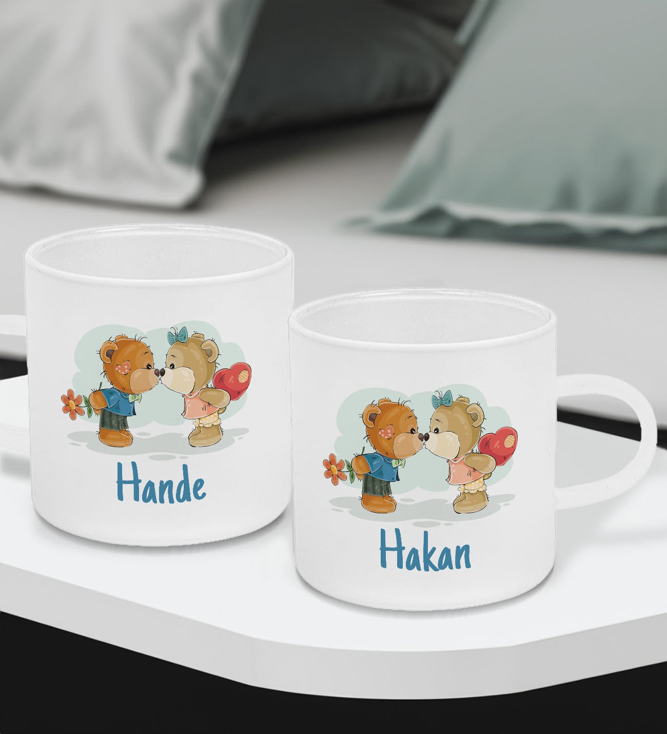 BK Gift Kişiye Özel Sevgili Temalı 2’li Buzlu Cam Türk Kahvesi Fincanı-8, Sevgiliye Hediye, Arkadaşa Hediye, Anneye Hediye, Ofis Hesiyesi