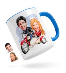 Kişiye Özel Sevgililer Karikatürlü Mavi Kupa Bardak-12